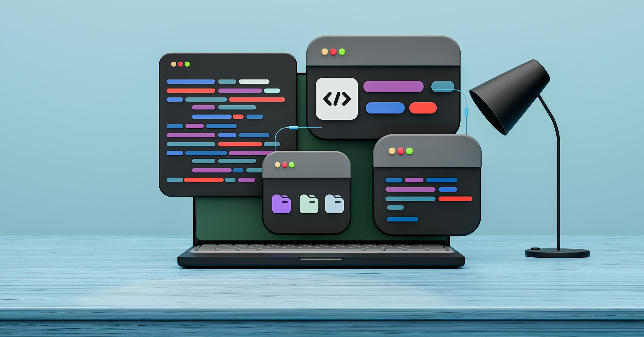 A developer's IDE with an AI assistant pulling structured context from a documentation site